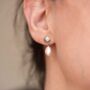 Silver Shell And Pearl Drop Studs, thumbnail 4 of 5