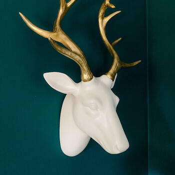 White And Gold Wall Stag Head, 2 of 3