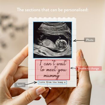 Personalised Baby Scan Photo Block Keepsake, First Mother's Day And Pregnancy Announcement Gift, 5 of 12