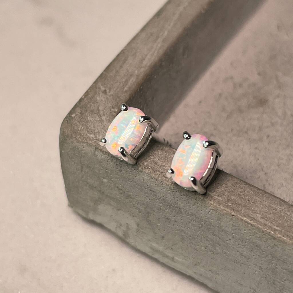 Opal Chain Stud - Silver
