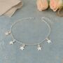 50th Birthday Sterling Silver Five Star Charm Bracelet, thumbnail 2 of 5