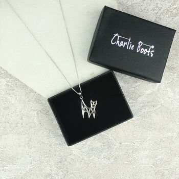 Sterling Silver Abstract Cat Necklace, 2 of 6