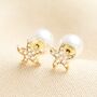 Cubic Zirconia Starfish Stud Earrings With Pearl Backs, thumbnail 1 of 6