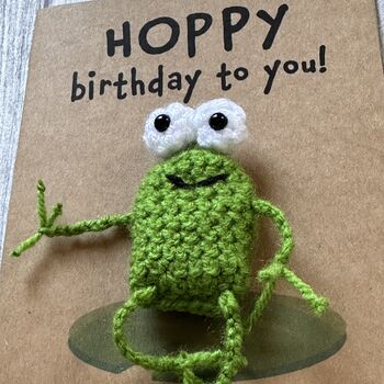 Frog Hoppy Birthday Crochet Birthday Card Handmade, 7 of 12
