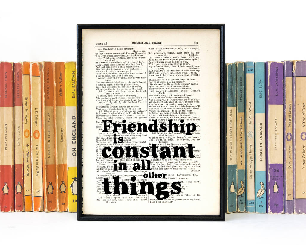 shakespeare 'friendship is constant' friend gift print by ... shakespeare 'friendship is constant' friend gift print by ...