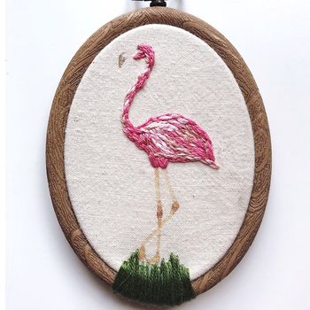 Flamingo Embroidery Hoop, 2 of 7
