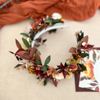 Autumnal Flower Crown Bridal Headband, 5 of 10