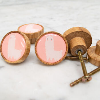 Pink Llama Oak Knob, Drawer Or Door Handle, 2 of 4