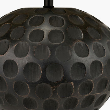 Black Mango Wood Table Lamp With Carved Dot Pattern, 6 of 8