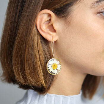 Eternal Daisy Real Flower Hand Pressed Earrings, 4 of 11