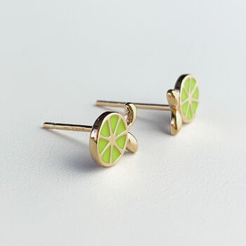 Sterling Silver Lime Stud Earrings, 5 of 6