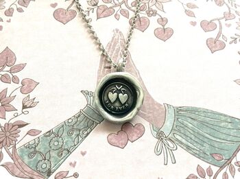 Two Hearts For Ever Wax Seal Necklace, 6 of 6