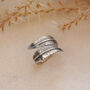 Double Feather Boho Hug Ring In Silver, thumbnail 2 of 7