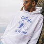 Call Me On My Shell Men's Staycation Slogan Hoodie, thumbnail 1 of 4
