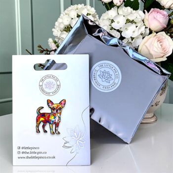 Geometric Rainbow Chihuahua Dog Enamel Pin, 2 of 9