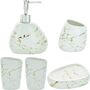 Five Pieces White And Gold Marble Bath Accessory Set, thumbnail 3 of 8