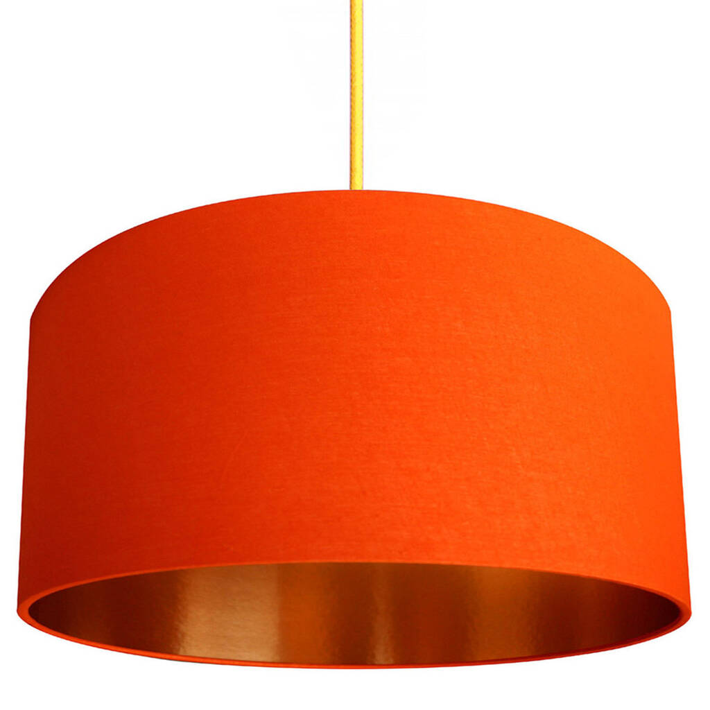 Tangerine Orange Lampshades With Copper, How To Make A Lined Lampshade