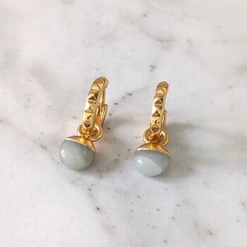 The Orb Aquamarine March Birthstone Earrings, Gold, 2 of 6