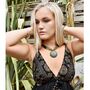 'Astrid' Black And Gold Indian Print Crepe Dress, thumbnail 8 of 9
