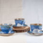 Blue Set Of Two Porcelain Tea Cup With Saucer, thumbnail 2 of 11