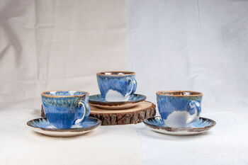 Blue Set Of Two Porcelain Tea Cup With Saucer, 2 of 11
