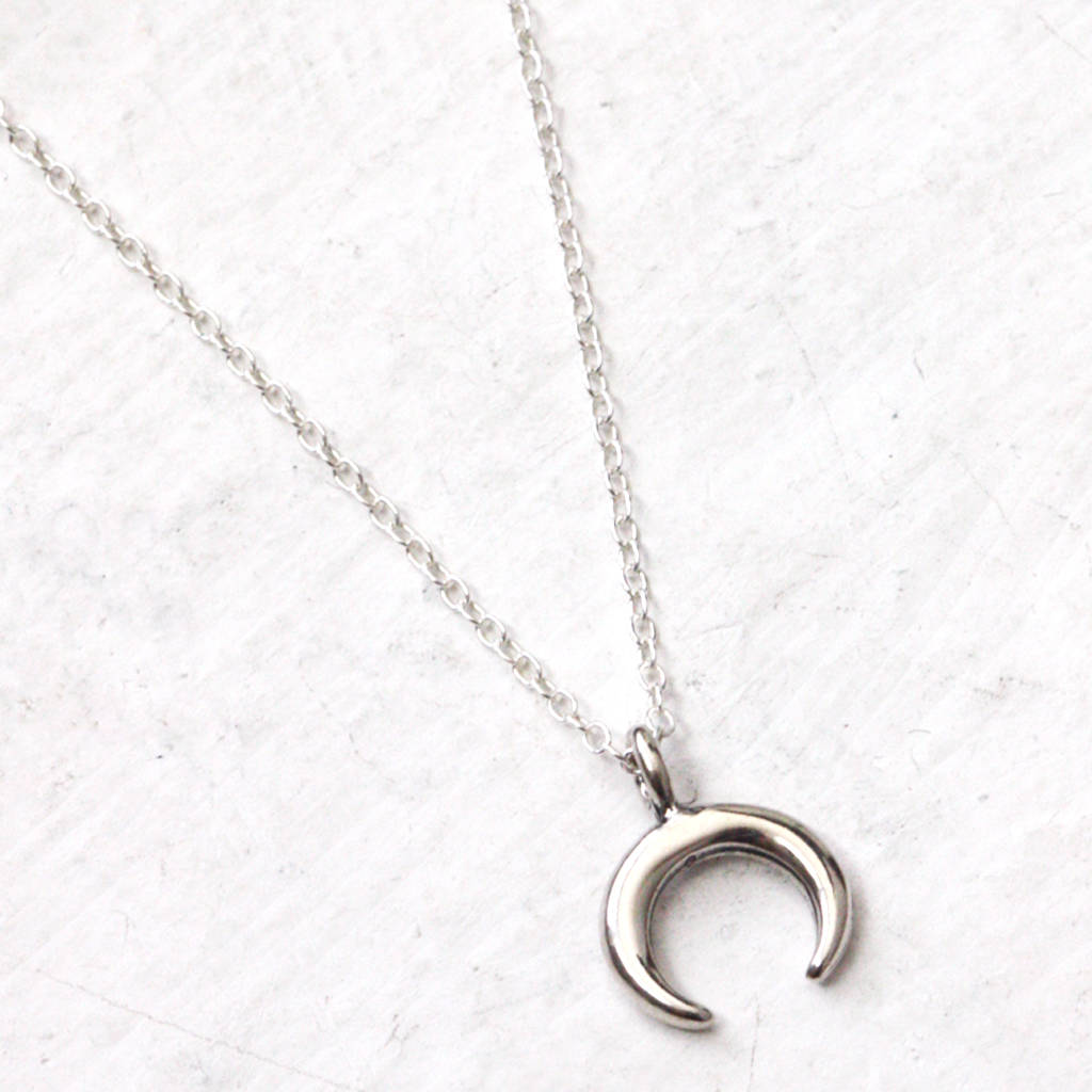 Silver Horn Pendant Design Ideas Asha Sterling Silver Tiny Horn Pendant Necklace By Aluna Mae