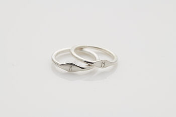 Mini Initial Sterling Silver Signet Ring, 3 of 5