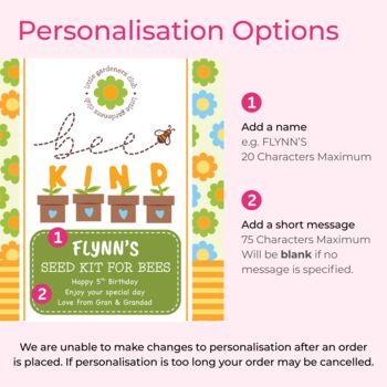 Personalised Birthday Flower Tin Bee Kind Kit, 2 of 4