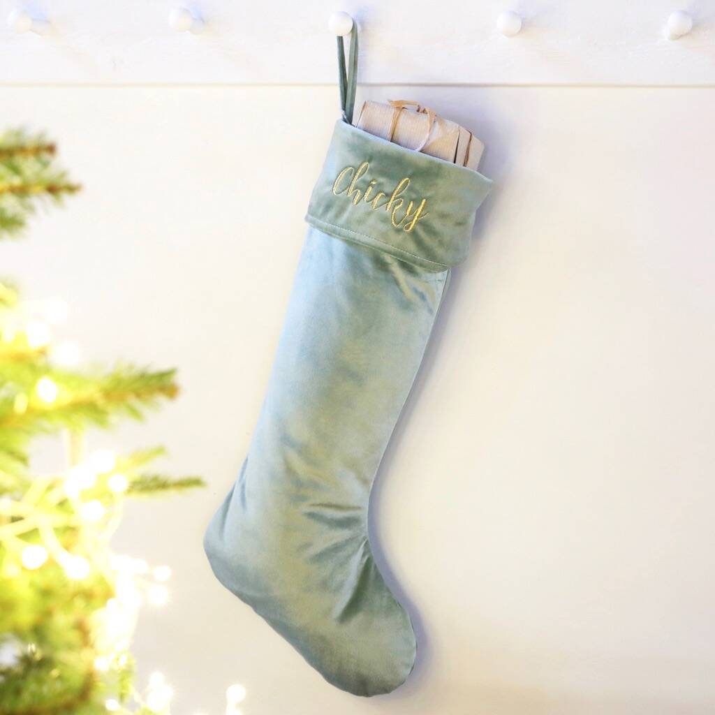 Personalised Embroidered Name Christmas Stocking By Lisa Angel