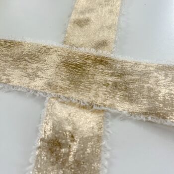Chiffon Wedding Ribbon With Frayed Edge Champagne Gold 5m Roll, 3 of 3