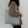 Checkered Blue And Navy Blue Large Shoulder Bag, thumbnail 5 of 7