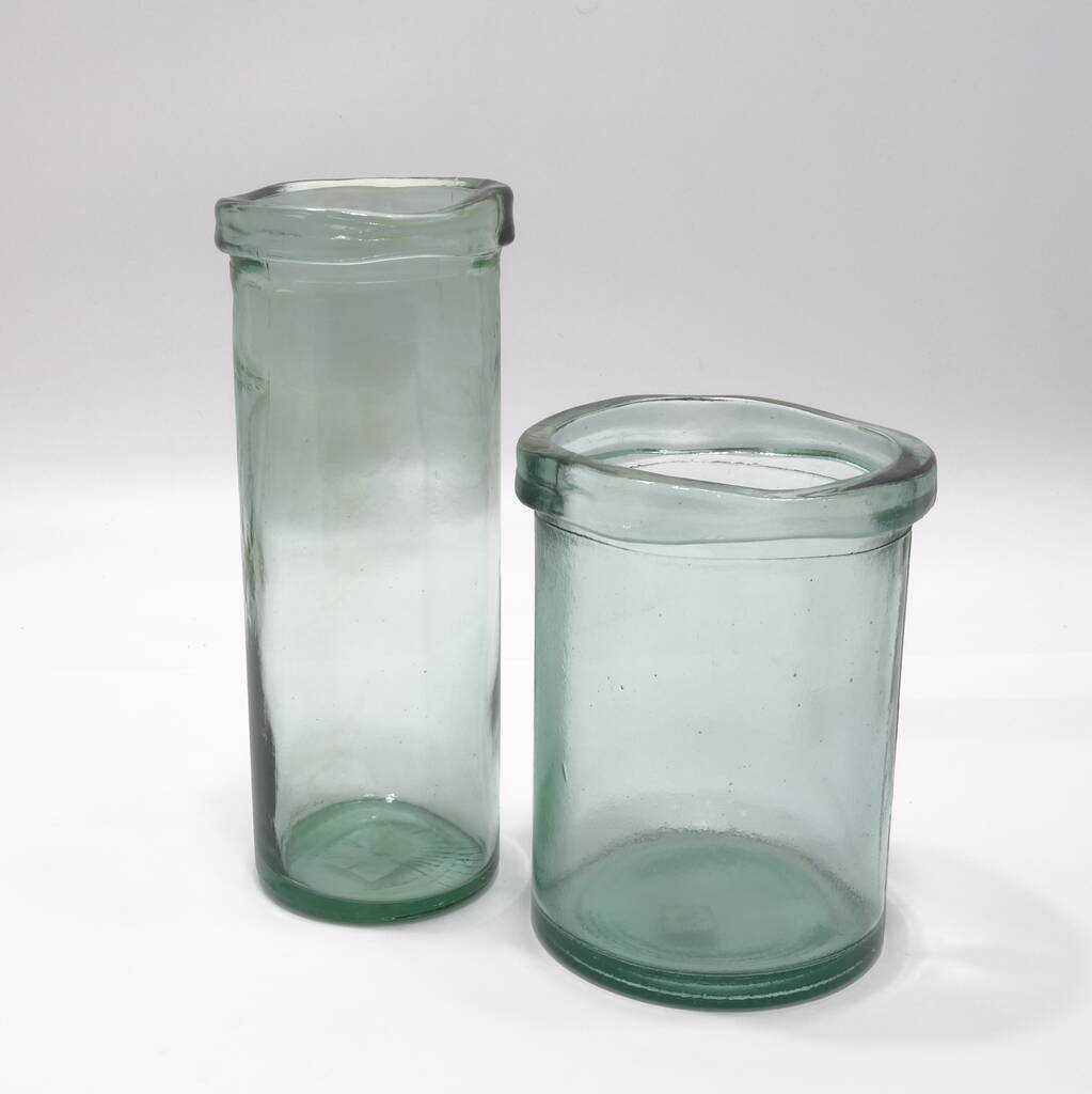 Recycled Glass Vase Clear Cylinder Two Sizes By The Recycled