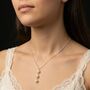 Trio Drop Pearl Necklace In Silver Or Gold Plated, thumbnail 1 of 6
