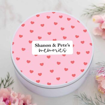 Personalised Round Valentines Day Couples Memories Tin, 2 of 2