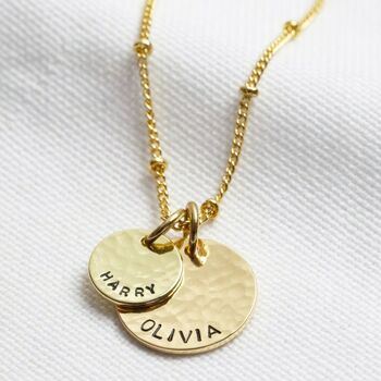 Personalised Hammered Double Disc Charm Necklace, 5 of 8