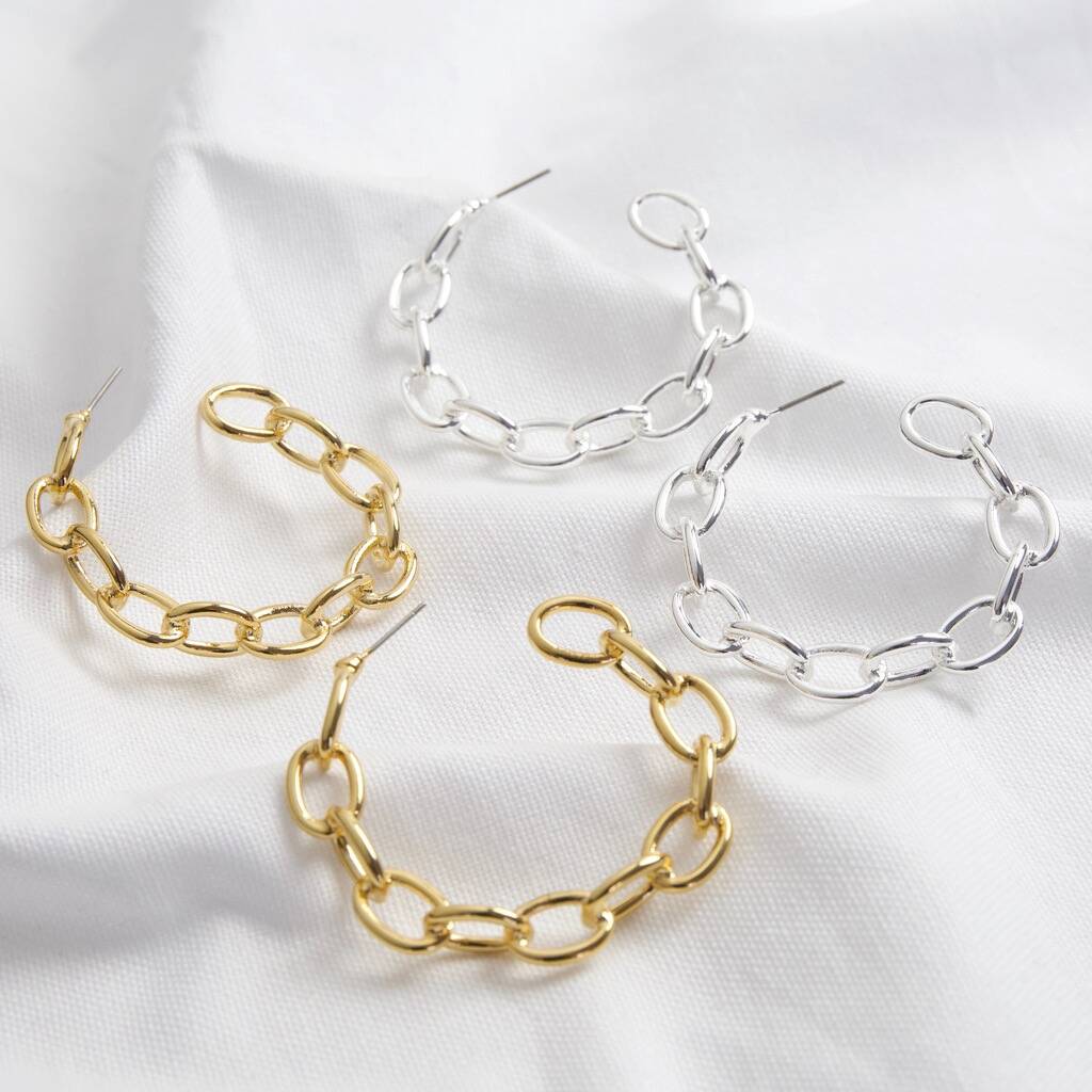 Statement Large Chain Link Hoop Earrings By Lisa Angel