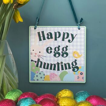 Happy Egg Hunting Easter Metal Sign, 2 of 3