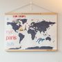 Personalised Cross Stitch Travelers Wall Hanging Map, thumbnail 1 of 3