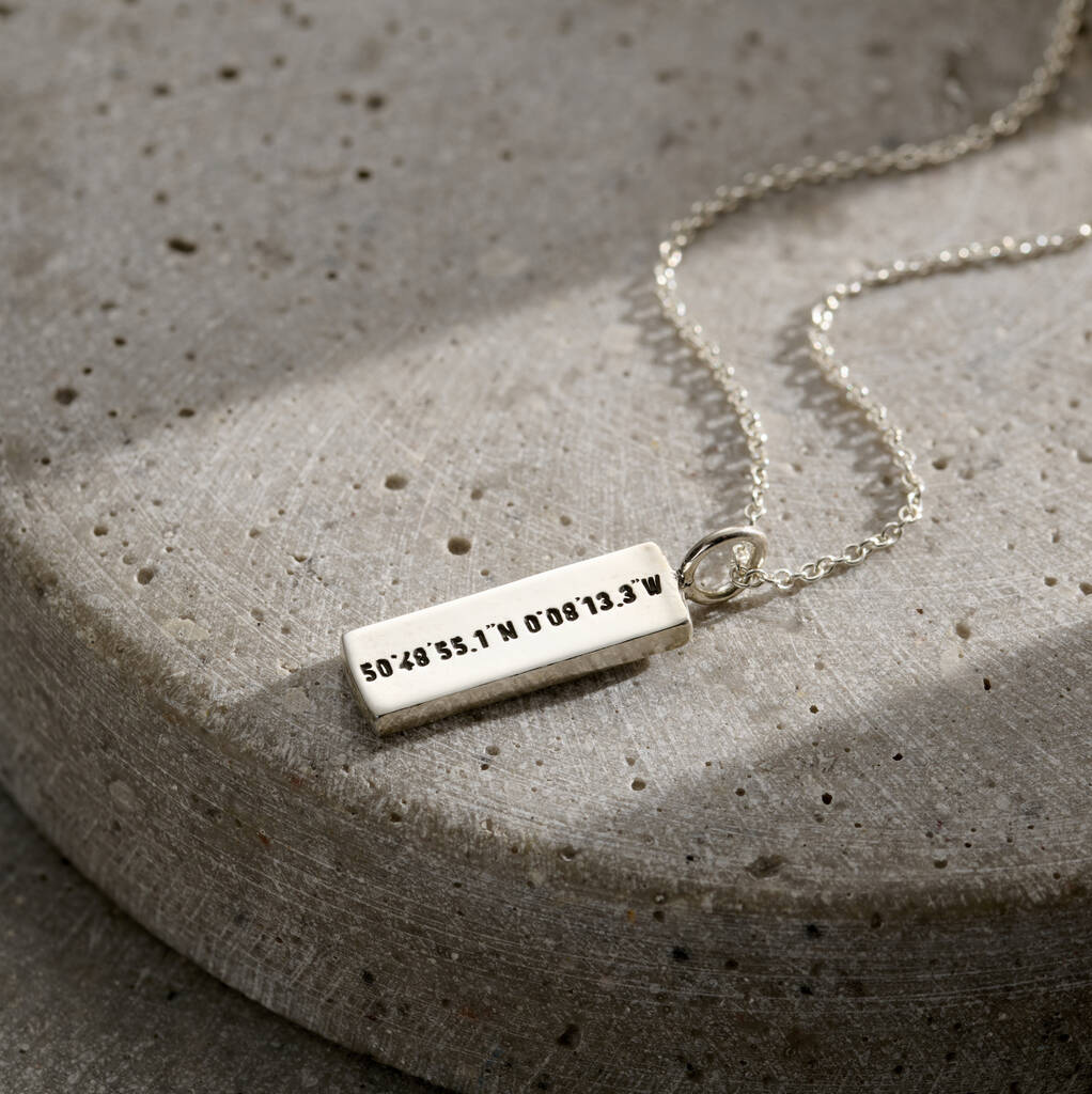 Large Personalised Coordinates Tag Necklace, 1 of 6