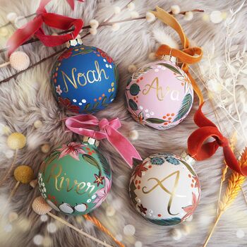 Personalised Hand Painted Floral Baubles, 2 of 12