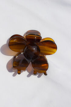 Shiny Flower Claw Hair Clip In Brown Marble Gloss, 2 of 2