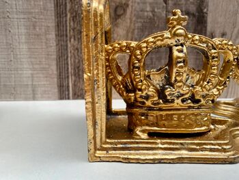 Gold Crown Bookends Regal King And Queen Ornaments Gifts, 2 of 8