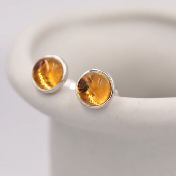 Natural Citrine Crystal Stud Earrings Sterling Silver, 2 of 11