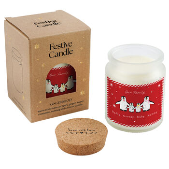 Personalised Family Gingerbread Scented Christmas Candle | 'Our Family…' | Penguins, 4 of 5
