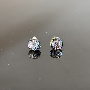 Rainbow Abstract Fused Glass Sterling Silver Stud Earrings, 4 of 10