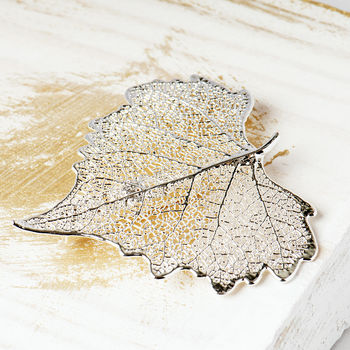 Natural Cottonwood Heart Leaf Gold Or Silver Brooch, 5 of 12
