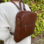 Dark Tan Genuine Leather Backpack, thumbnail 2 of 4