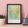 Framed And Personalised Cape Town Map Print, thumbnail 1 of 5