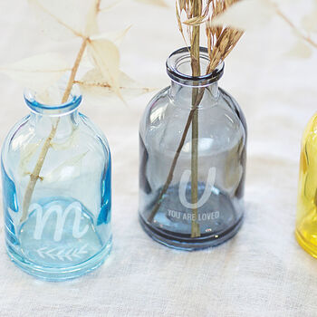 Personalised 'Mum' Coloured Bottle Bud Vases, 2 of 2