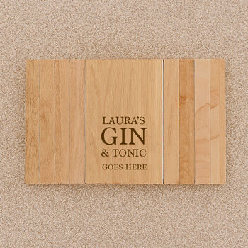 Personalised Wooden Flexible Sofa Tray Gin And Tonic, 3 of 3